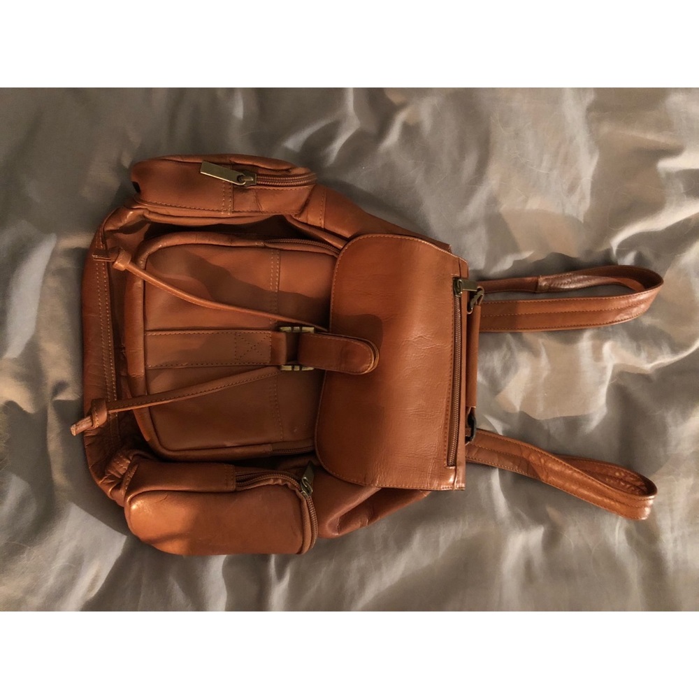 Leather mini backpack